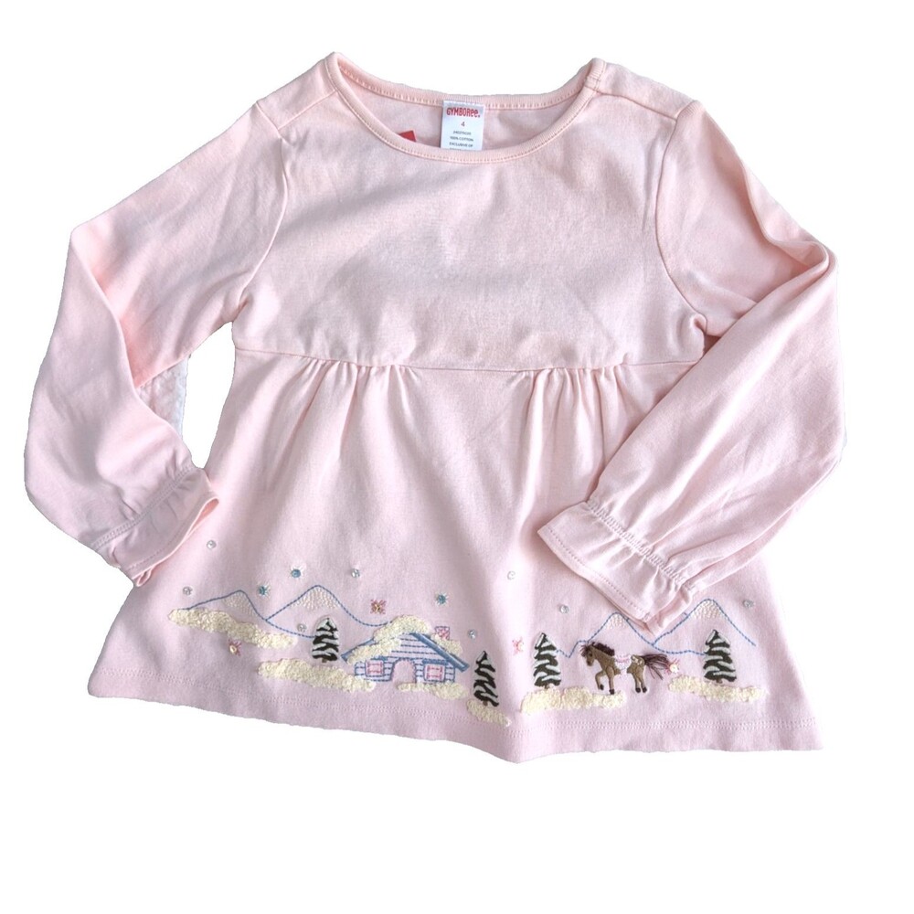 Vintage Gymboree Long Sleeve Top Size 4 Light Pink Park City Luxe Line NWT